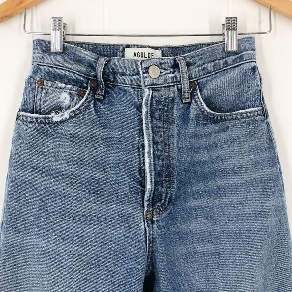 Agolde 90s Pinch Waist Straight Leg Jean High Waist Distressed in Rule Size 24 - Picture 3 of 16